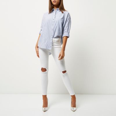 White Amelie super skinny ripped jeans